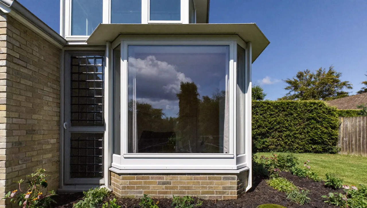 New bay window replacing an old frame on a bay-fronted house
